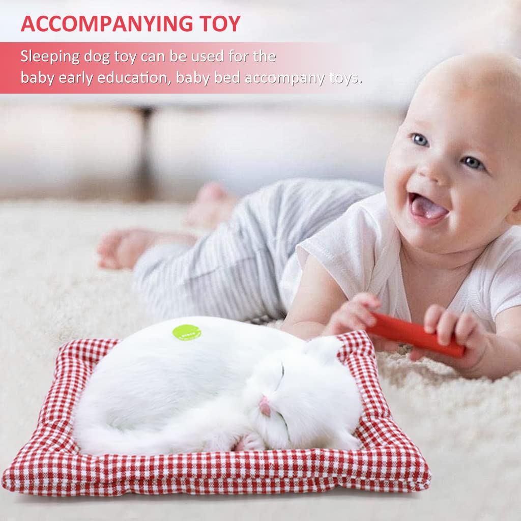 PATPAT Sleeping Cat Toy, Car Soft Toys, Stuffed Toys Cute Simulation Doll Collection Stuffed Puppy Animals Toy with Mat, Kid Toy for Vehicle, White (25*20cm PATPAT Sleeping Cat Toy, Car Soft Toys, Stuffed Toys Cute Simulation Doll Collection Stuffed Puppy Animals Toy with Mat, Kid Toy for Vehicle, White (25*20cm